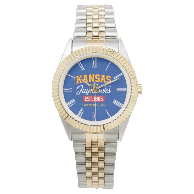 Reloj De Pulsera Kansas Blue Vintage Collegiate Classic  (Anverso)