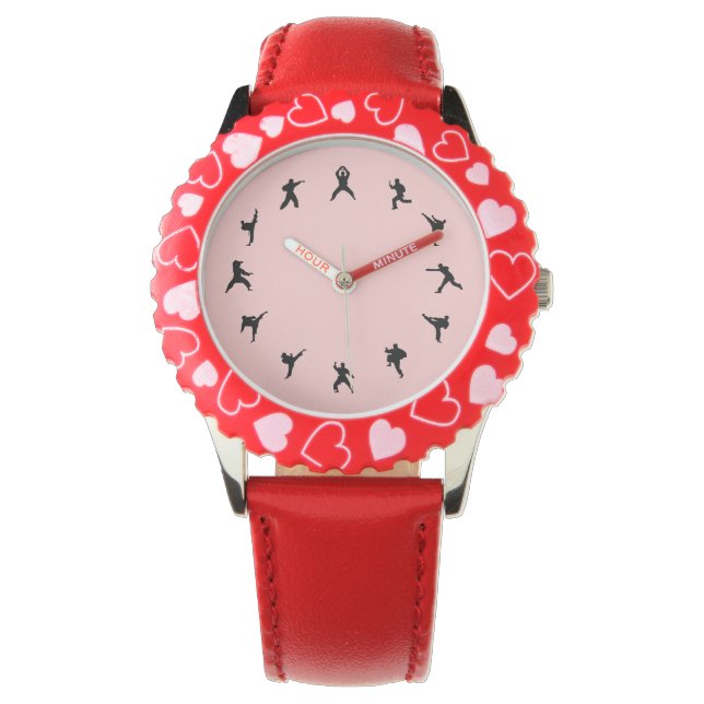 Reloj De Pulsera Karate de artes marciales (negro, rojo) (Anverso)