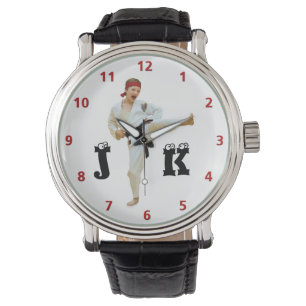 Reloj De Pulsera Karate que golpea el monograma del personalizar