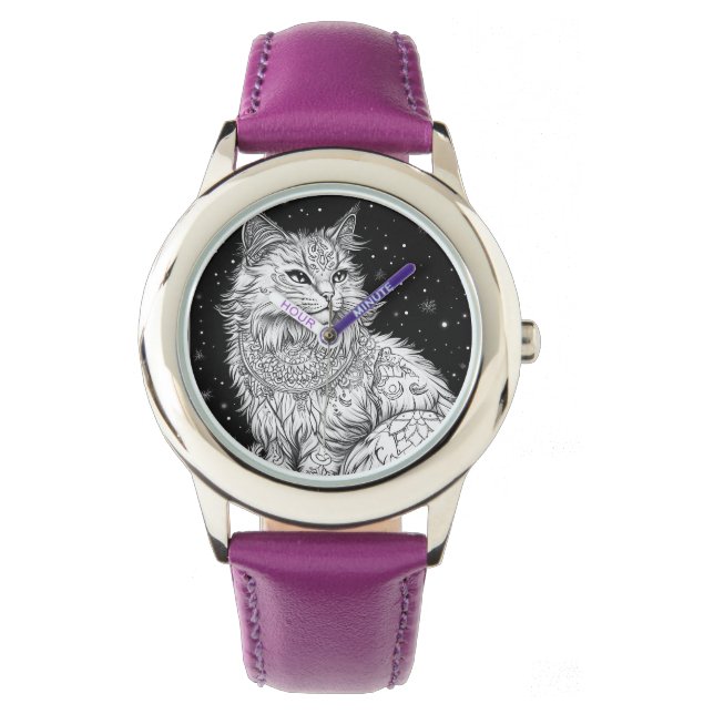 Reloj De Pulsera Katze mit Mandala Armbanduhr Kinder (Anverso)