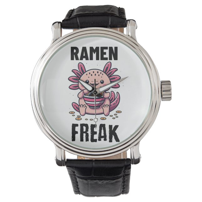 Reloj De Pulsera Kawaii Axalotl comiendo Ramen (Anverso)