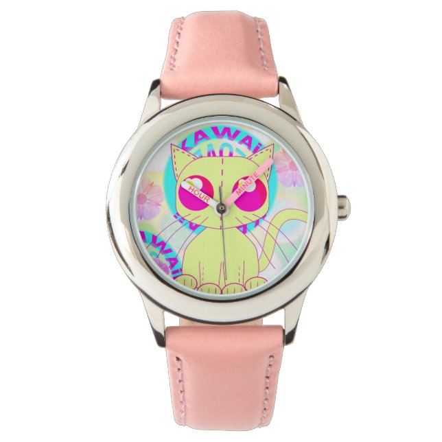 Reloj De Pulsera Kawaii cat cute anime design (Anverso)