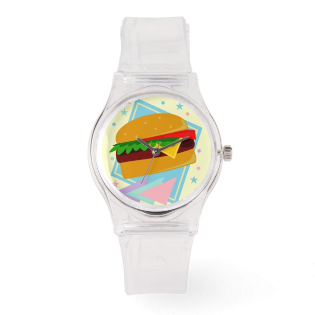 Reloj De Pulsera Kawaii Cute Personalizado Hamburger Cheeseburger B (Anverso)