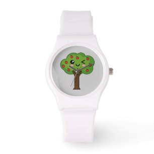 Reloj De Pulsera Kawaii feliz árbol de manzanas