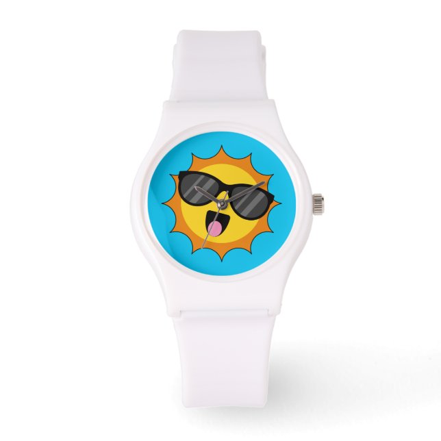Reloj De Pulsera Kawaii Happy Sun con gafas de sol (Anverso)