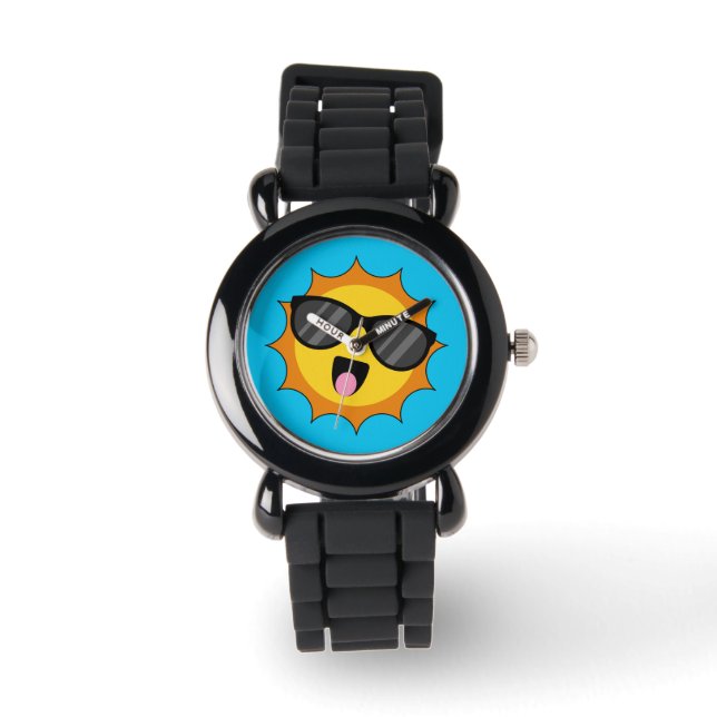 Reloj De Pulsera Kawaii Happy Sun con gafas de sol (Anverso)