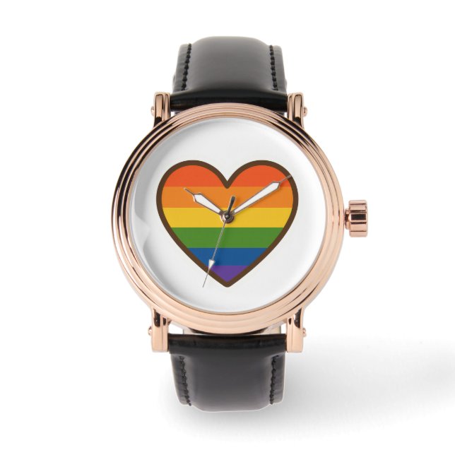 Reloj De Pulsera Kawaii LGBTQ+ Corazón del Orgullo (Anverso)