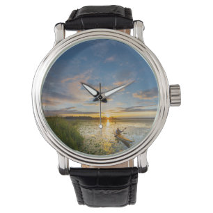 Reloj De Pulsera Kayaker masculino remando kayak de mar en agua pot