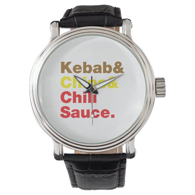 Reloj De Pulsera Kebab, Chips y Salsa de Chili. (Anverso)