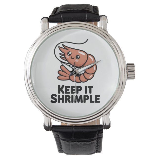 Reloj De Pulsera Keep It Shrimple Kawaii Shrimp (Anverso)
