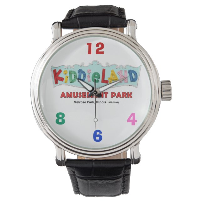 Reloj De Pulsera Kiddieland Melrose Park, IL, Rótulo de texto (Anverso)