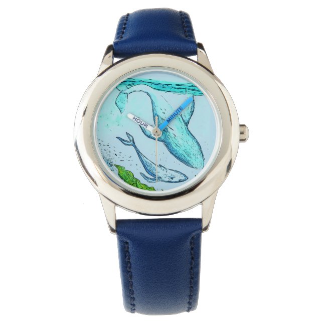 Reloj De Pulsera Kids Blue Whale Art Watch (Anverso)