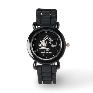 Reloj De Pulsera Kids Digger Boys Black Custom Name