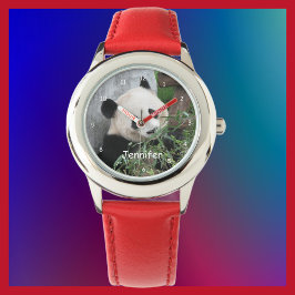 Reloj De Pulsera Kids Giant Panda Watch, Red Strap