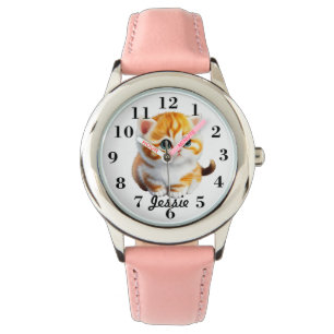 Reloj De Pulsera Kids Monogramed Kitten