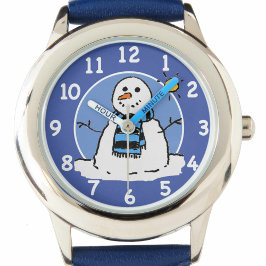 Reloj De Pulsera Kids Winter Snowman Design.