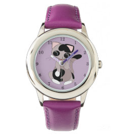 Reloj De Pulsera Kiki 1 - Vigilancia de la correa de cuero púrpura 