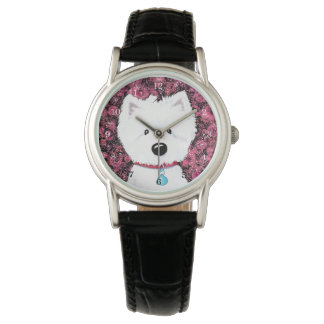 Reloj De Pulsera KiniArt Westie Rosas Esponjosas