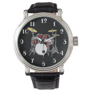 Reloj De Pulsera Kit de tambor de roca y rollo Músico de tambor