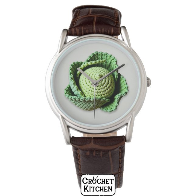 Reloj De Pulsera Kitsch Moderno Granny Green Garden Crochet Cabbage (Subido por el creador)