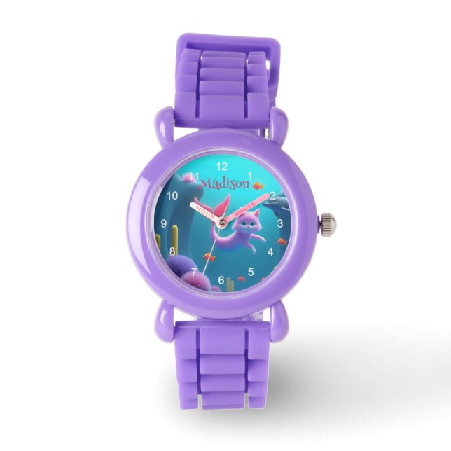 Reloj De Pulsera Kitten de sirena rosada (Anverso)