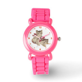 Reloj De Pulsera Kittens Red Bow y Rosas