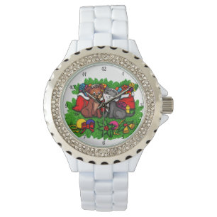 Reloj De Pulsera Kitty and Puppy , Happy XMas