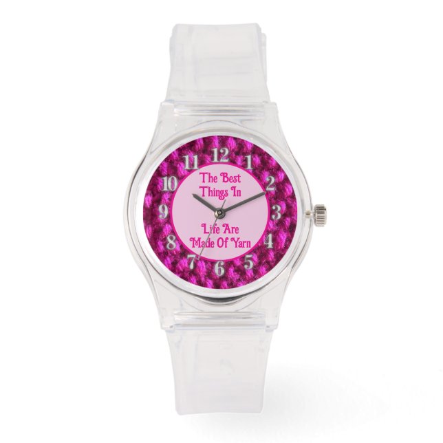 Reloj De Pulsera Knit Pink Crochet Pattern Crafty Love Yarn (Anverso)