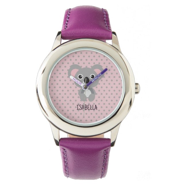 Reloj De Pulsera Koala Morple Kids Nombre Personalizado (Anverso)