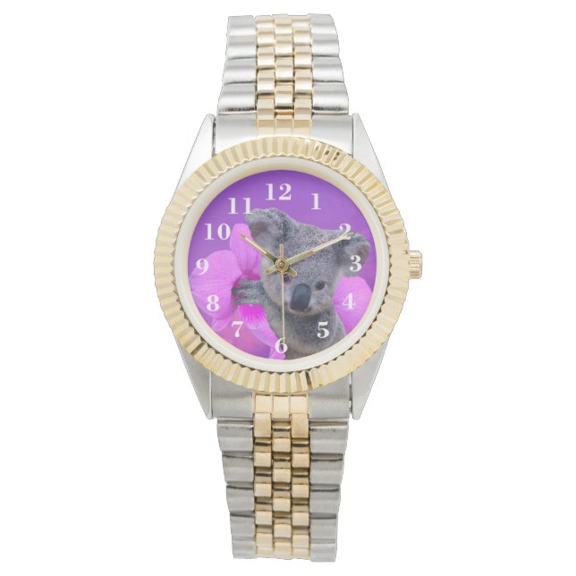 Reloj De Pulsera Koala y Orquídeas (Anverso)