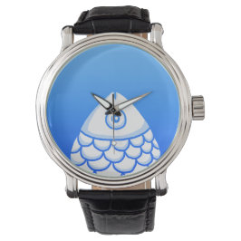Reloj De Pulsera Koi Carp Fish Chinoiserie Moda Blue White