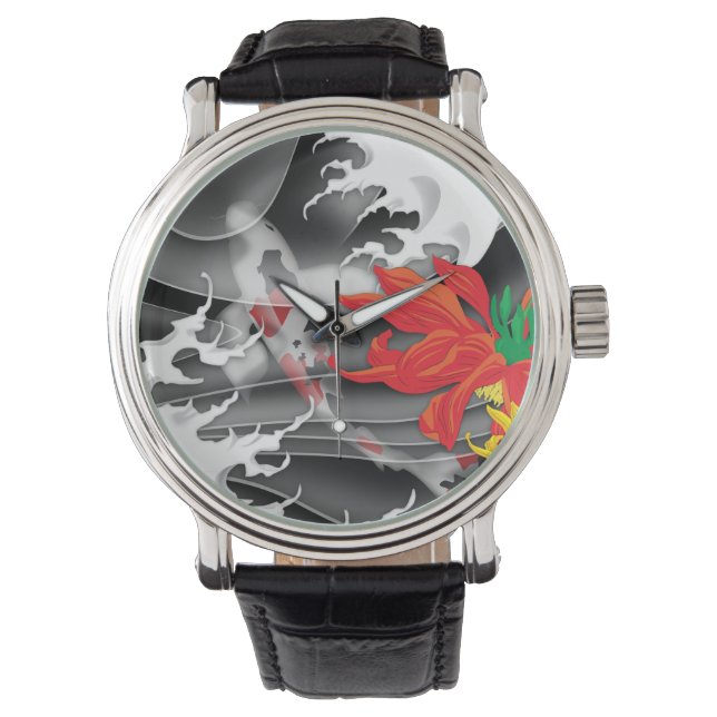 Reloj De Pulsera Koi japonés tradicional bajo el agua (Anverso)