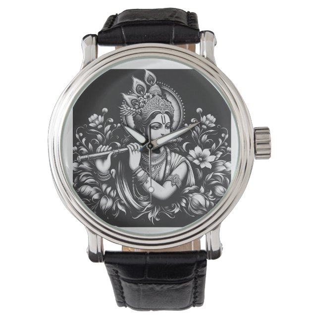Reloj De Pulsera Krishna Negro y Blanco (Anverso)