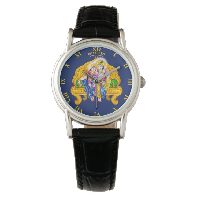 Reloj De Pulsera Krishna Radha Vigneshwara Hinduismo psicodélico (Anverso)