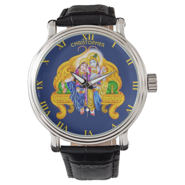 Reloj De Pulsera Krishna Radha Vigneshwara Hinduismo psicodélico (Anverso)