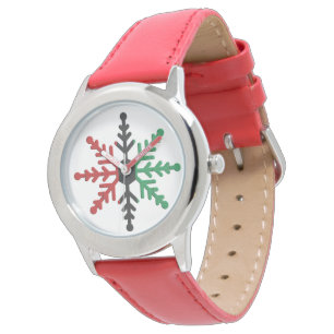 Reloj De Pulsera Kwanzaa Red Black Green Kinara Rayed Snowflake W