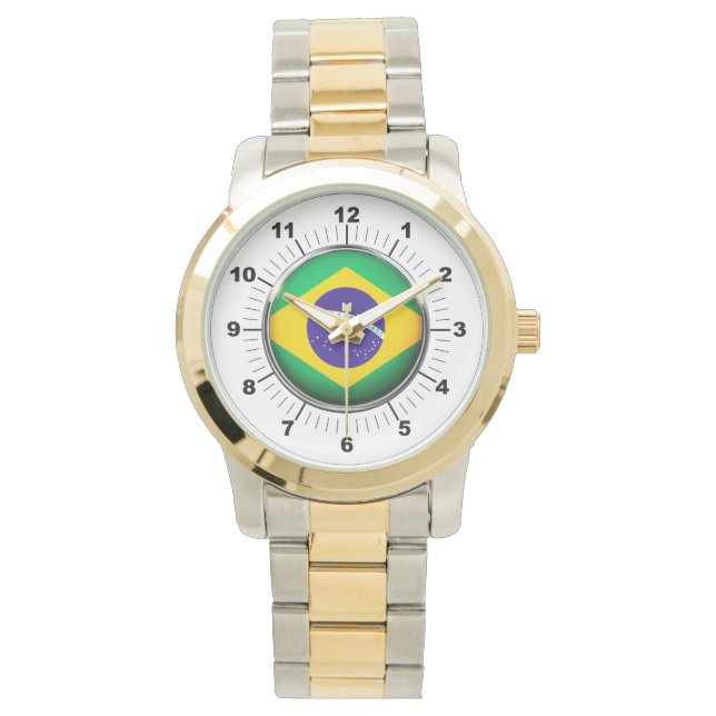 Reloj De Pulsera La bandera de Brasil masculina sobredimensionada c (Anverso)