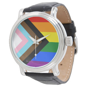 Reloj De Pulsera La Bandera del Orgullo del Progreso de SlipperyJoe
