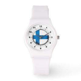 Reloj De Pulsera La bandera femenina de Finlandia Sporty White Sili