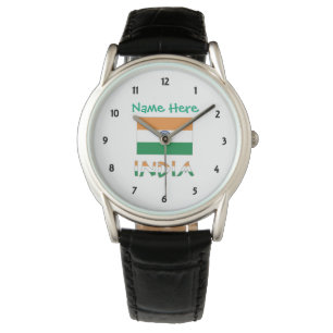 Reloj De Pulsera La bandera india verde personalizada