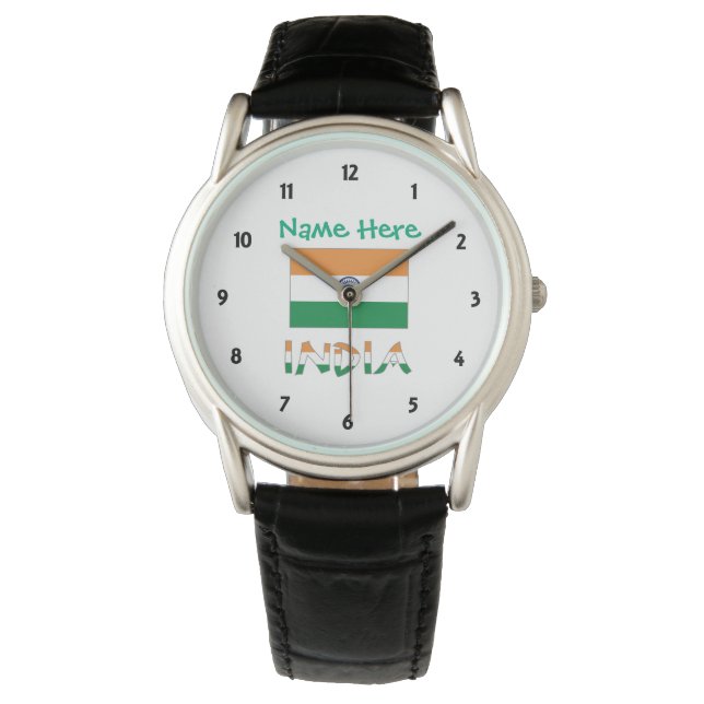 Reloj De Pulsera La bandera india verde personalizada (Anverso)