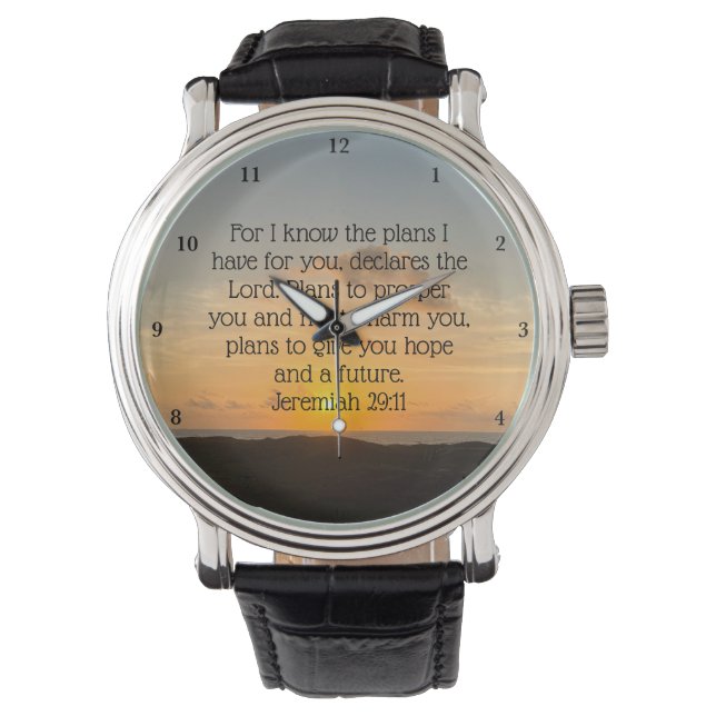 Reloj De Pulsera La Biblia inspiradora versus Jeremiah 29:11 Atarde (Anverso)