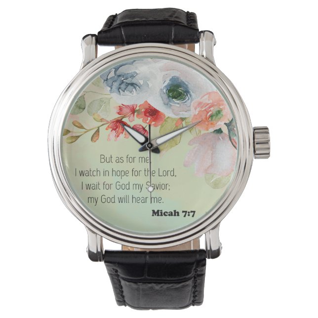 Reloj De Pulsera La Biblia Verse Plaza Floral (Anverso)