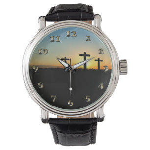 Reloj De Pulsera La crucifixión cruza al atardecer