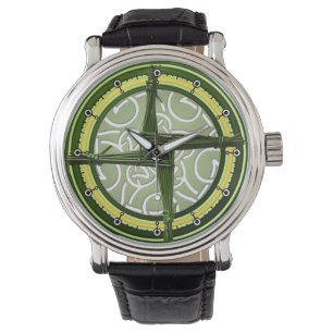 Reloj De Pulsera La cruz de Brigid verde en verde