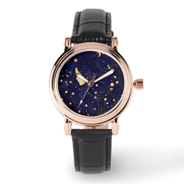 Reloj De Pulsera La diosa celestial Moon Stars Sky (Anverso)