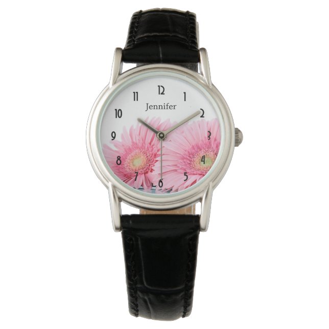 Reloj De Pulsera La elegante fotografía de Gerbera Rosa Daisies (Anverso)