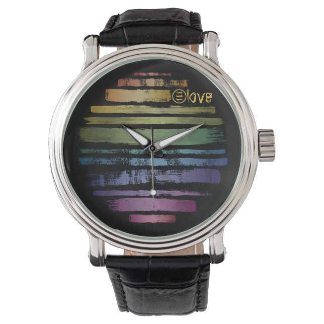 Reloj De Pulsera La escobilla del arcoiris con amor igualitario pro (Anverso)