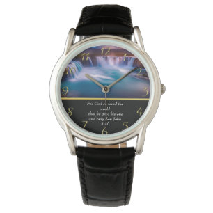 Reloj De Pulsera La fe cristiana una cascada Juan 3:16