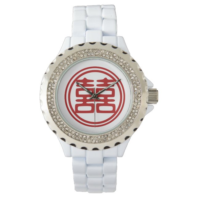 Reloj De Pulsera La felicidad doble roja oscura - redonda (Anverso)